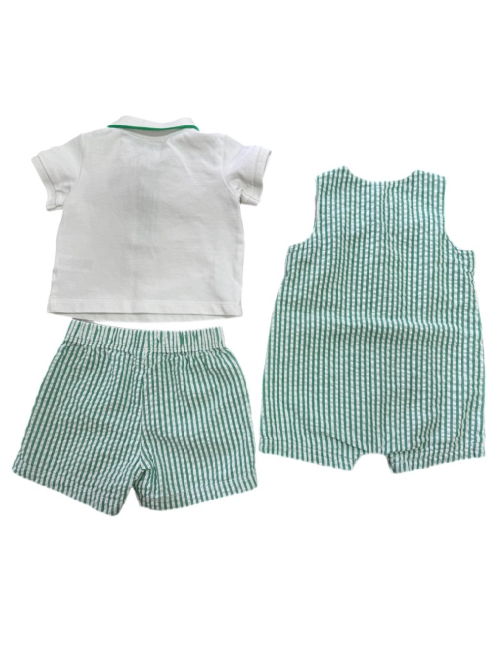 Little Me 3pc Baby Boy Outfit 6M Golf Set Seersucker Shorts Polo Romper - Picture 3 of 11